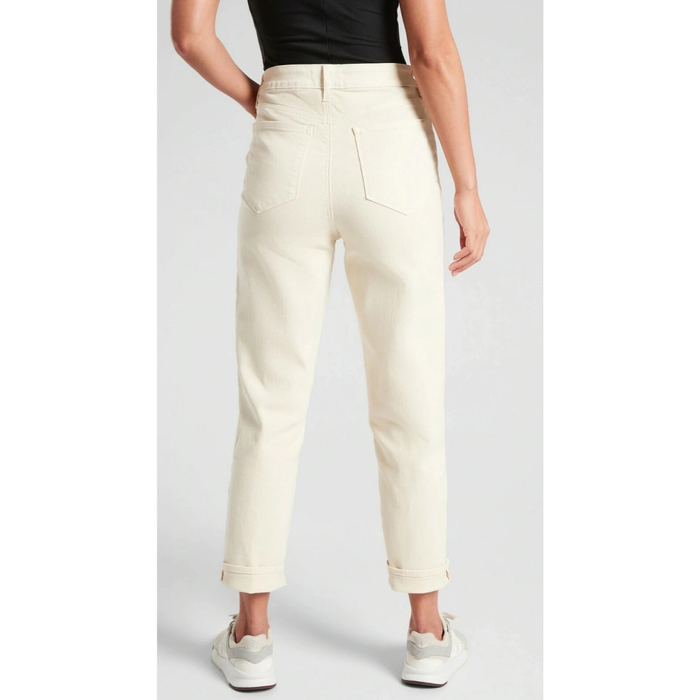 Athleta Sculpek Flex Straight Leg Ankle Jean High Rise Bone Yellow Cream Size 4 - Picture 11 of 15